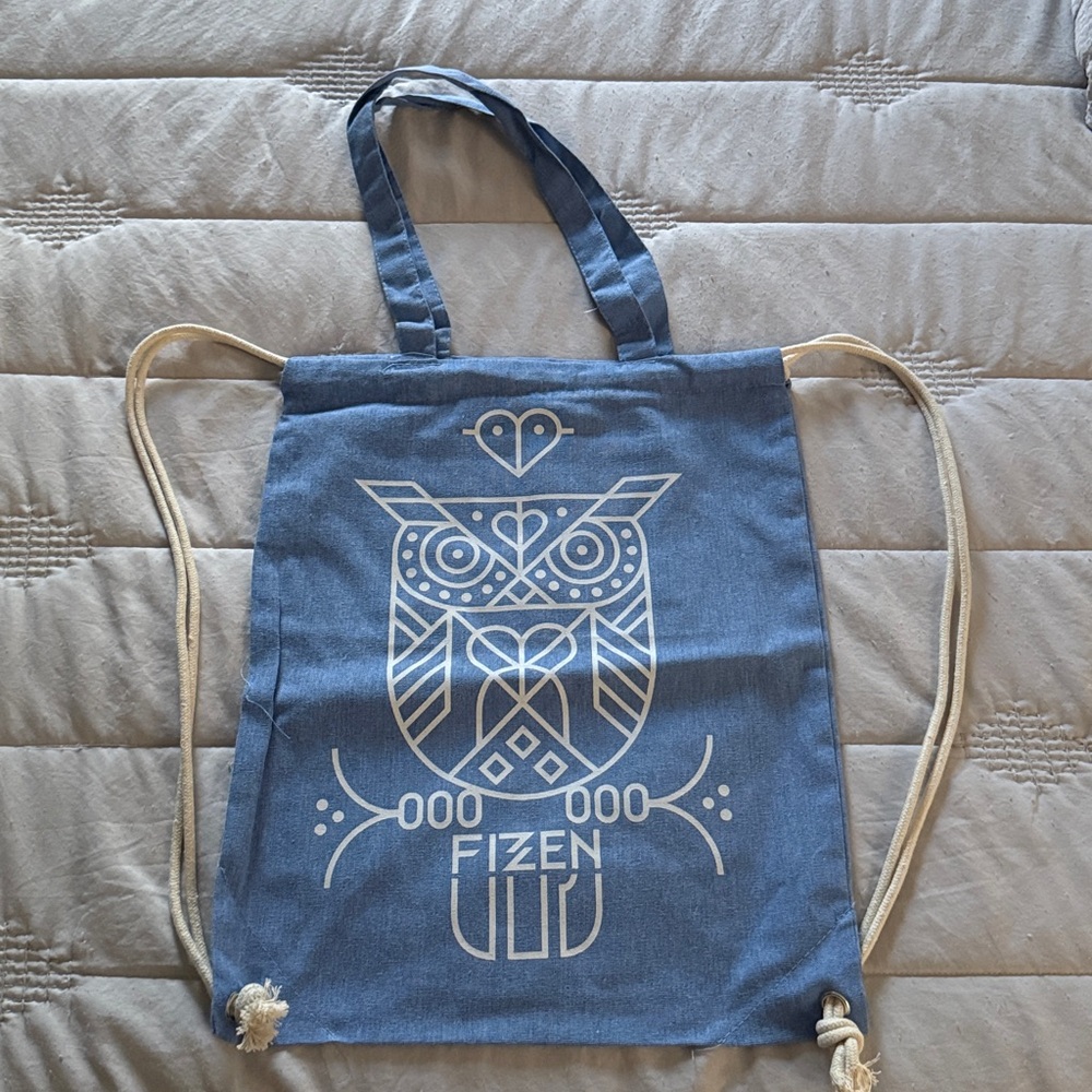 Reusable Owl Print Drawstring Bag